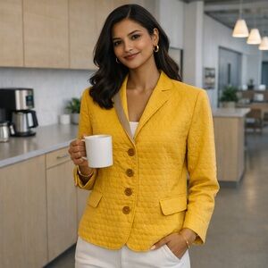 Akris Punto Textured Cotton Blazer Yellow Swiss Designer Jacket